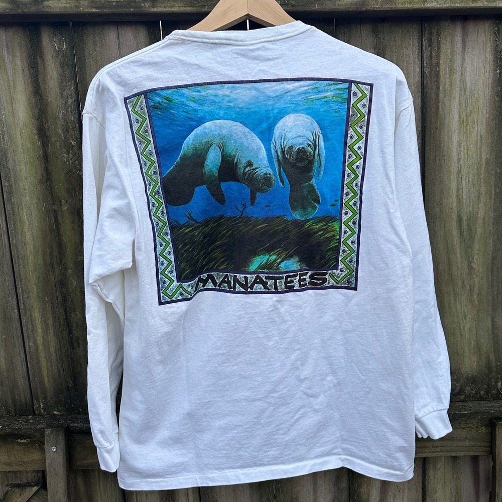 Vintage 90s‎ Single Stitch Manatee Long Sleeve Aussie T Company Medium USA Made